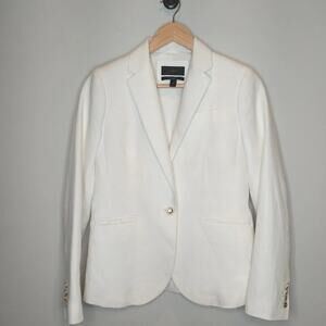 J. Crew‎ Campbell Blazer White Linen Nautical Jacket Women's 2